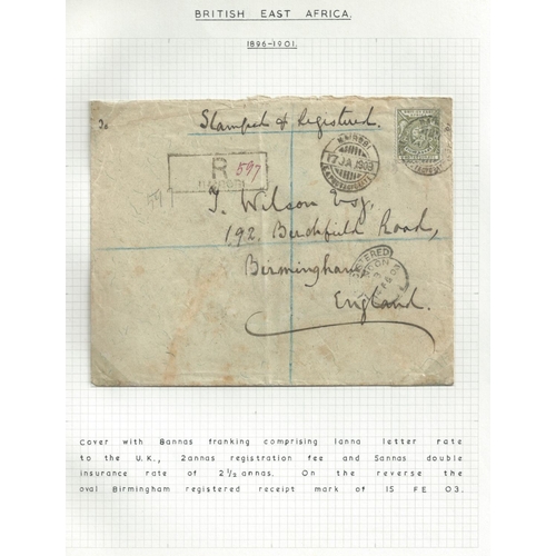 1197 - 1903-04 Registered covers bearing Small Queen issues, from Nairobi to England franked 8a, or from Mo... 