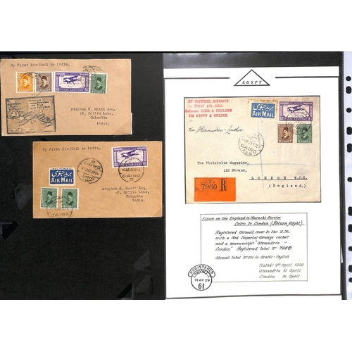 124 - Egypt. 1929 Covers, mainly first flights including 1929 (Apr) Cairo to India (2) and Cairo or Alexan... 