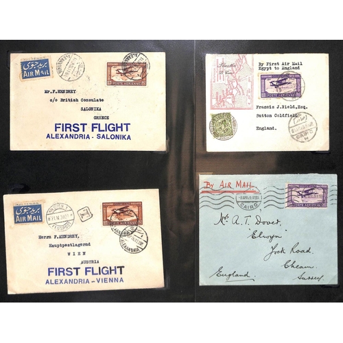 124 - Egypt. 1929 Covers, mainly first flights including 1929 (Apr) Cairo to India (2) and Cairo or Alexan... 