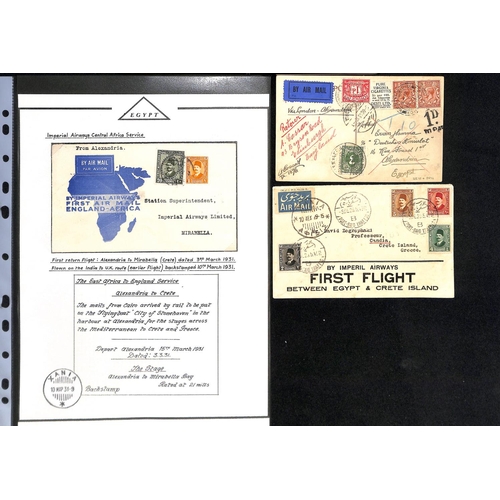 124 - Egypt. 1929 Covers, mainly first flights including 1929 (Apr) Cairo to India (2) and Cairo or Alexan... 