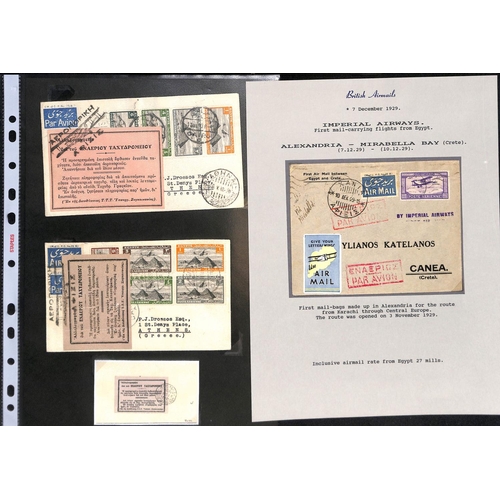 124 - Egypt. 1929 Covers, mainly first flights including 1929 (Apr) Cairo to India (2) and Cairo or Alexan... 