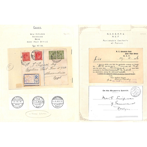 1258 - World War One - Egypt. 1915-16 Covers and cards (4), a front and registration labels (20) all with N... 