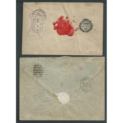 1259 - Lagos. 1891-98 Covers bearing Lagos stamps tied by barred oval cancels, the 1898 cover to England 