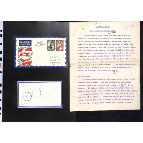 132 - Nigeria / G.B. 1936 (Oct 15-28) Covers carried on the first London to Lagos service, flown from Lond... 