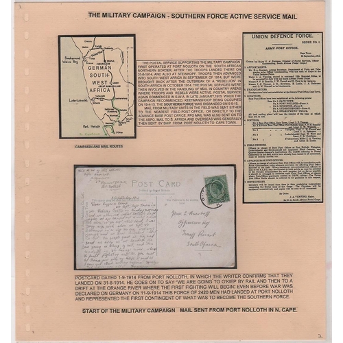 1320 - 1914-15 Forces mail posted in South Africa by troops involved in the S.W.A campaign, comprising 1914... 