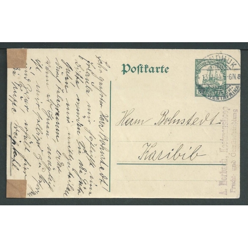 1326 - 1915 (July 9) Stampless O.A.S postcard from Windhuk to Cape Town, message reading 