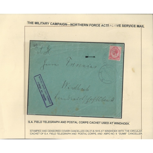 1329 - 1915 (Aug 27) Cover posted within Windhuk franked 1d, cancelled by 