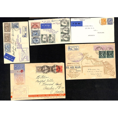 138 - 1929-34 Covers and cards flown to, from or within Australia, covers from G.B including 1929 first ac... 