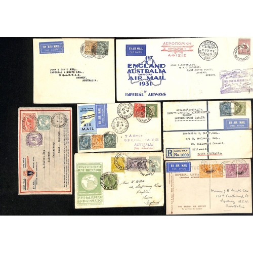 141 - 1931 Covers carried on the Imperial Airways London to Australia experimental flights, comprising fir... 