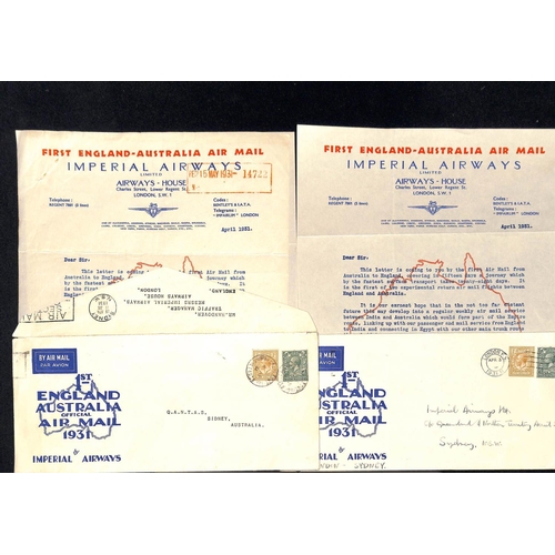 141 - 1931 Covers carried on the Imperial Airways London to Australia experimental flights, comprising fir... 