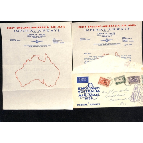 141 - 1931 Covers carried on the Imperial Airways London to Australia experimental flights, comprising fir... 