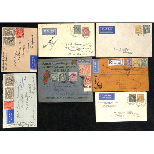 143 - 1931 Covers carried on the first all-Australian flight from Australia to England (6, two to Belgium ... 