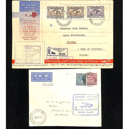 143 - 1931 Covers carried on the first all-Australian flight from Australia to England (6, two to Belgium ... 