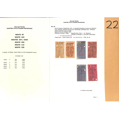 22 - Croydon Airport - Bus Tickets. C.1935-50 London Transport bus tickets for routes 43, 87, 115, 203, 2... 