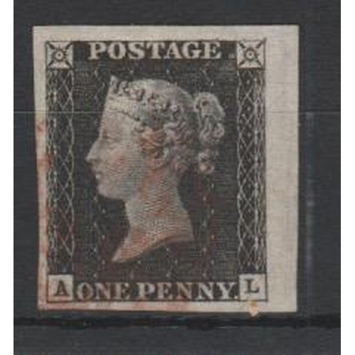 221 - 1840 1d Black, AL plate 1b, reduced sheet margin at right, large to enormous margins, an exceptional... 