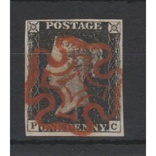 232 - 1840 1d Black, PC plate 4, good margins, superb used with a red Maltese Cross. Philatelic Expertisin... 