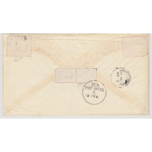 407 - Burma. 1885 (Feb 6) Cover from London to Thayetmyo, Burma, bearing 1884 5d green tied by St. Johns W... 