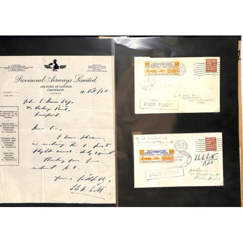 47 - Provincial Airways - West Country Air Service. 1933 Covers, postcards, letters and ephemera, includi... 