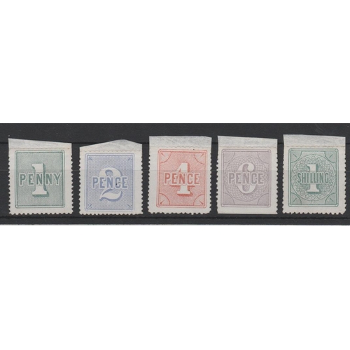 525 - c.1890 Perforated coloured stamps each with a value on an engine turned background, comprising 1d gr... 