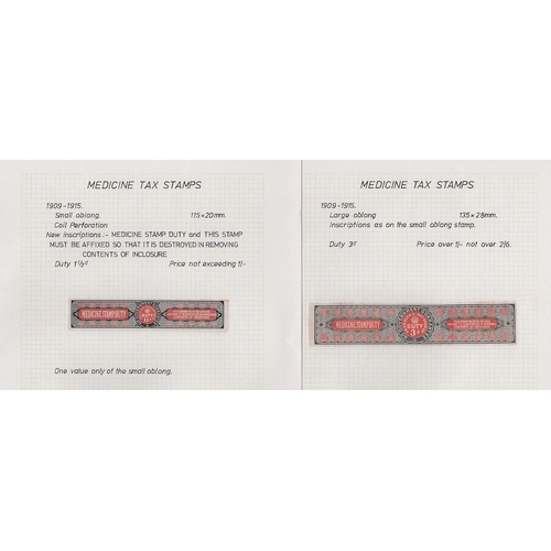 533 - Medicine Duty. c.1902-07 Proofs in black, comprising large size proofs with uncleared duty plate and... 