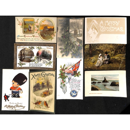 553 - Victorian and a few Edwardian Christmas cards (50) including novelty types, cards depicting ships in... 