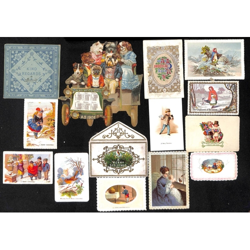 553 - Victorian and a few Edwardian Christmas cards (50) including novelty types, cards depicting ships in... 