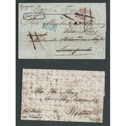 573 - Forwarding Agents. 1821-54 Entire letters from London, Manchester, Barcelona or Leghorn to the USA a... 