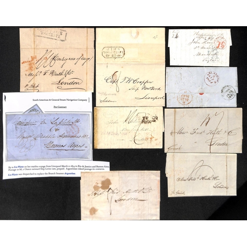 575 - 1836-54 Entire letters with Liverpool ship letter or packet letter handstamps, mostly from the U.S.A... 