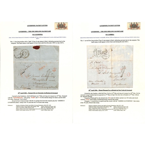 579 - 1841-58 Entire letters and covers from the U.S.A to G.B sent by British packet to Liverpool, all wit... 