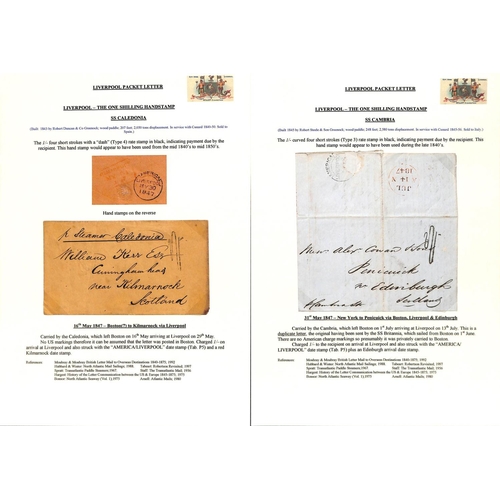 579 - 1841-58 Entire letters and covers from the U.S.A to G.B sent by British packet to Liverpool, all wit... 