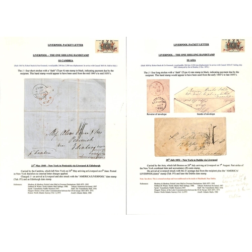 579 - 1841-58 Entire letters and covers from the U.S.A to G.B sent by British packet to Liverpool, all wit... 