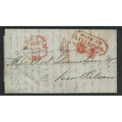 586 - Retaliatory Rate. 1848 (Oct 21) Entire letter from Liverpool to New Orleans prepaid 1/-, carried on ... 