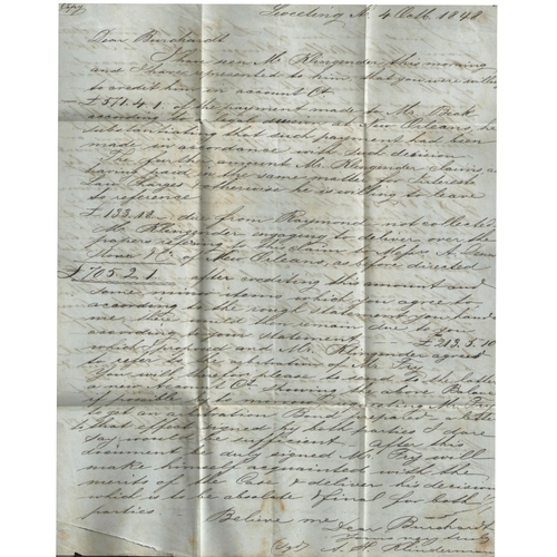 586 - Retaliatory Rate. 1848 (Oct 21) Entire letter from Liverpool to New Orleans prepaid 1/-, carried on ... 