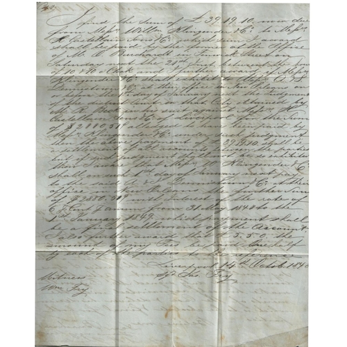 586 - Retaliatory Rate. 1848 (Oct 21) Entire letter from Liverpool to New Orleans prepaid 1/-, carried on ... 