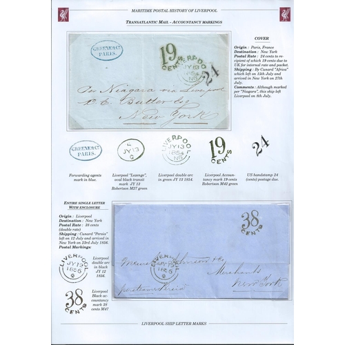 588 - 1852-56 Unpaid packet letters from Liverpool to the USA comprising single, double and quadruple rate... 