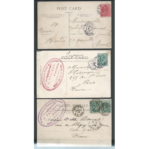 604 - Granville. 1903-11 Picture postcards from Jersey to France franked by KEVII ½d (3 cards), 2 x &... 