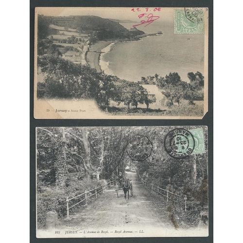 604 - Granville. 1903-11 Picture postcards from Jersey to France franked by KEVII ½d (3 cards), 2 x &... 