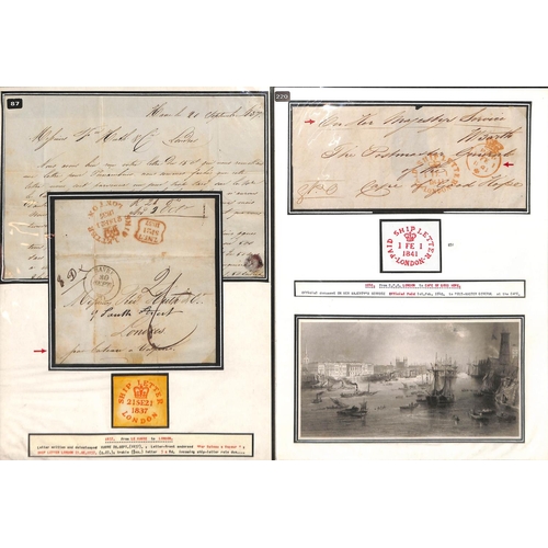 617 - London. 1731-1861 Entire letters and entires (also a 1905 postcard), with 1731 entire letter from Li... 