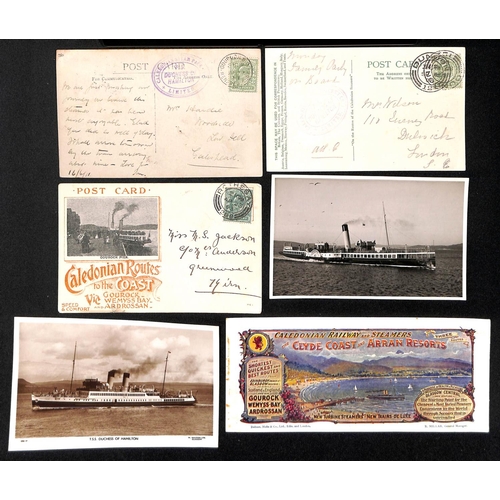 630 - Duchess of Hamilton. 1906-11 Picture postcards franked ½d, cancelled at Wemyss Bay, Dunoon or G... 