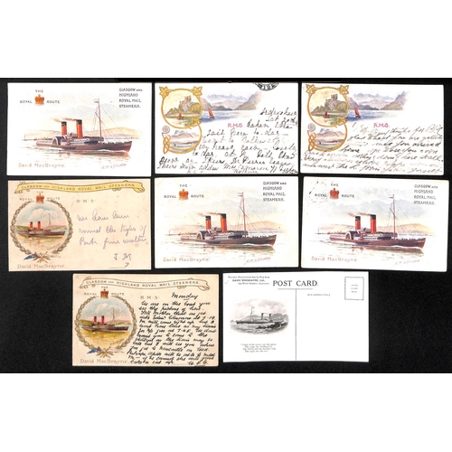 640 - 1902-08 David MacBrayne picture postcards, coloured cards depicting R.M.S 