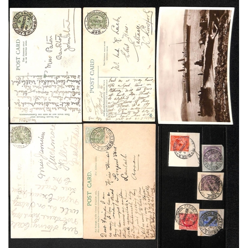 645 - Grenadier. 1896-1913 Picture postcards (4) and pieces (5), cancels on cards comprising first wide ty... 