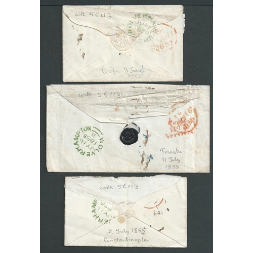 651 - 1855 Covers to Lady Wrottesley in England posted from Triest, Constantinople (French P.O) or Corfu, ... 