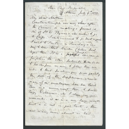 651 - 1855 Covers to Lady Wrottesley in England posted from Triest, Constantinople (French P.O) or Corfu, ... 