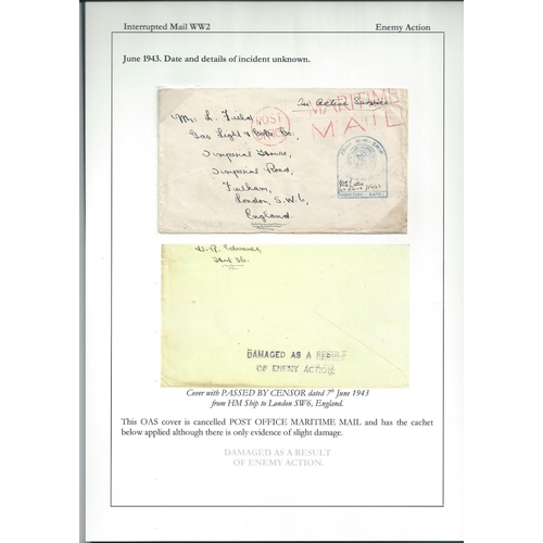 661 - 1943 Cover from Cape Town to Wales, a little scorched and soiled and the stamps washed off, and a st... 