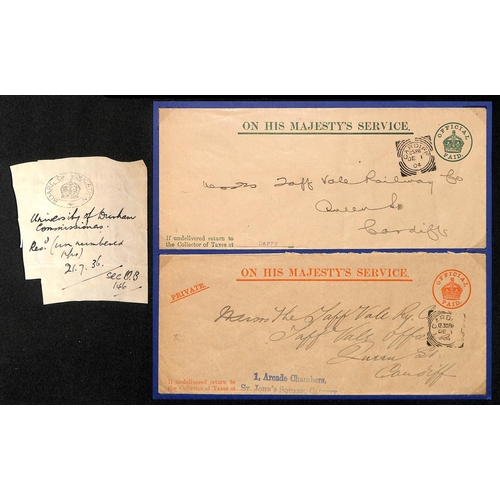 682 - c.1903-59 Official franking handstamps, hand drawn essays (3) and proof impressions (28) on (or remo... 