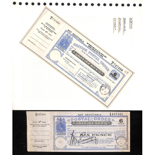 698 - 1905-12 KEVII Second and third issue 6d postal orders both with counterfoils, used with datestamps o... 