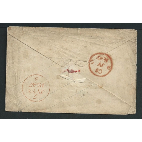 708 - 1842 2d Blue postal stationery envelope posted from Belgium to Dublin, a red Ostende c.d.s alongside... 