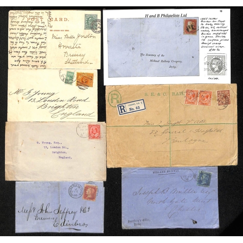 713 - 1845-1950 Covers and cards (40) including T.P.O cancels, letters from railway companies, 1906 L.N.W.... 