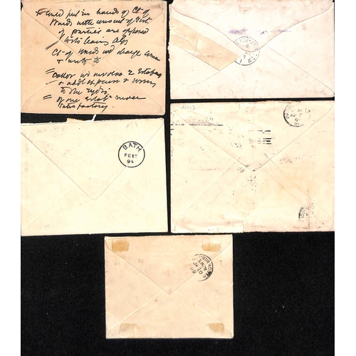 718 - Great Western Railway. 1894-1907 Covers all bearing 2d G.W.R letter stamps including a cover to Indi... 