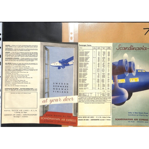 72 - Netherlands / Sweden. 1930-38 KLM Scandinavian Air Express Service advertising leaflets with time-ta... 